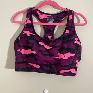 Love & Sports Pink and Black Camo Sports Bra
